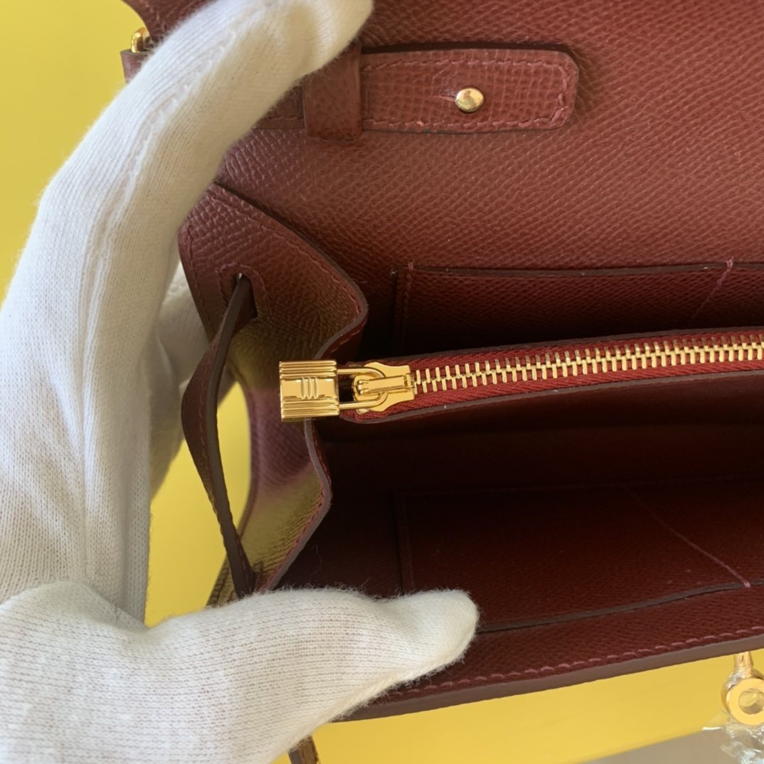 Hermes Kelly Togo Woc Crossbody Bag 21cm Red Wine