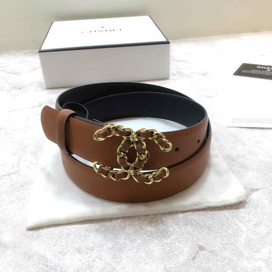 Chanel Belt With Double C Buckle Brown