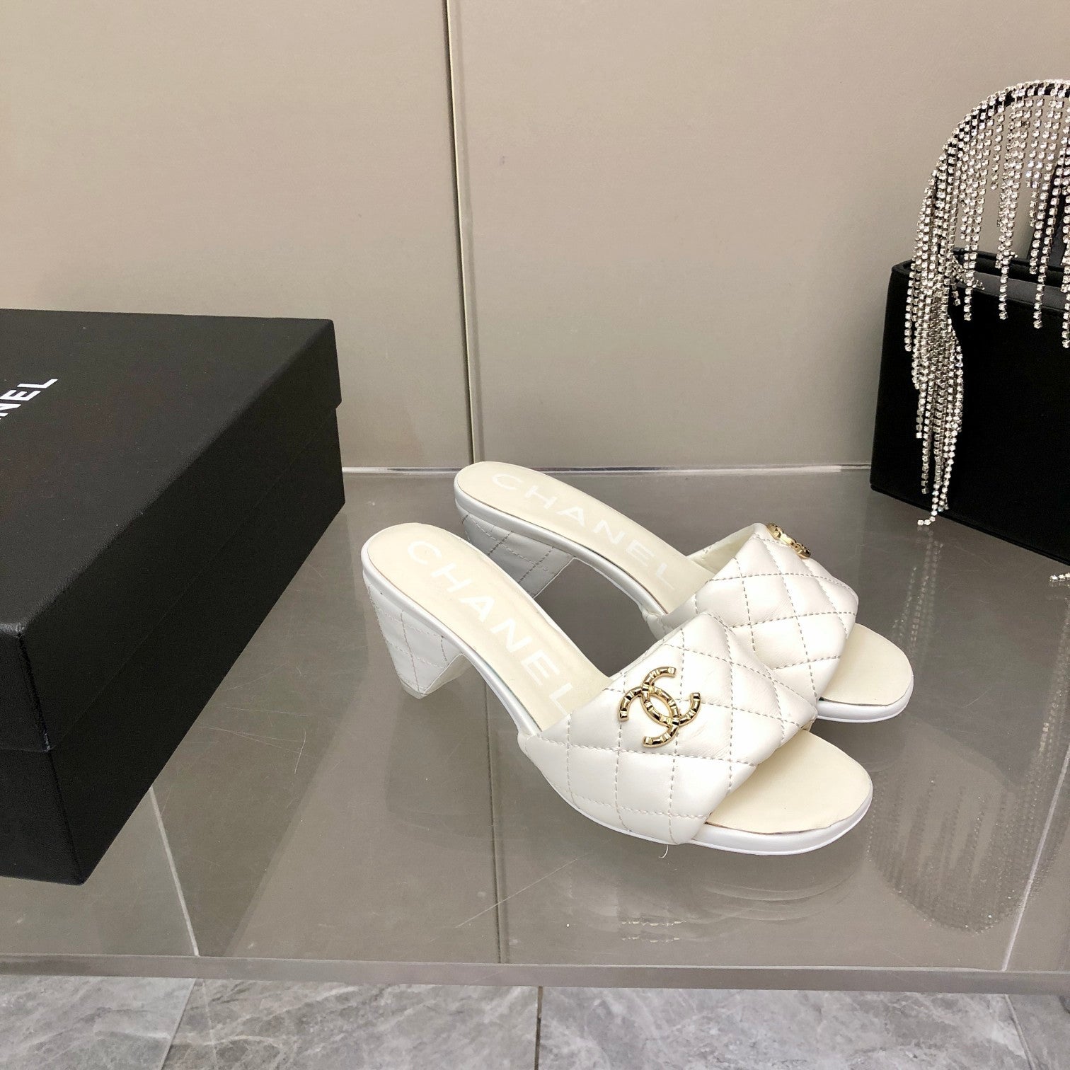 Chanel Mules White