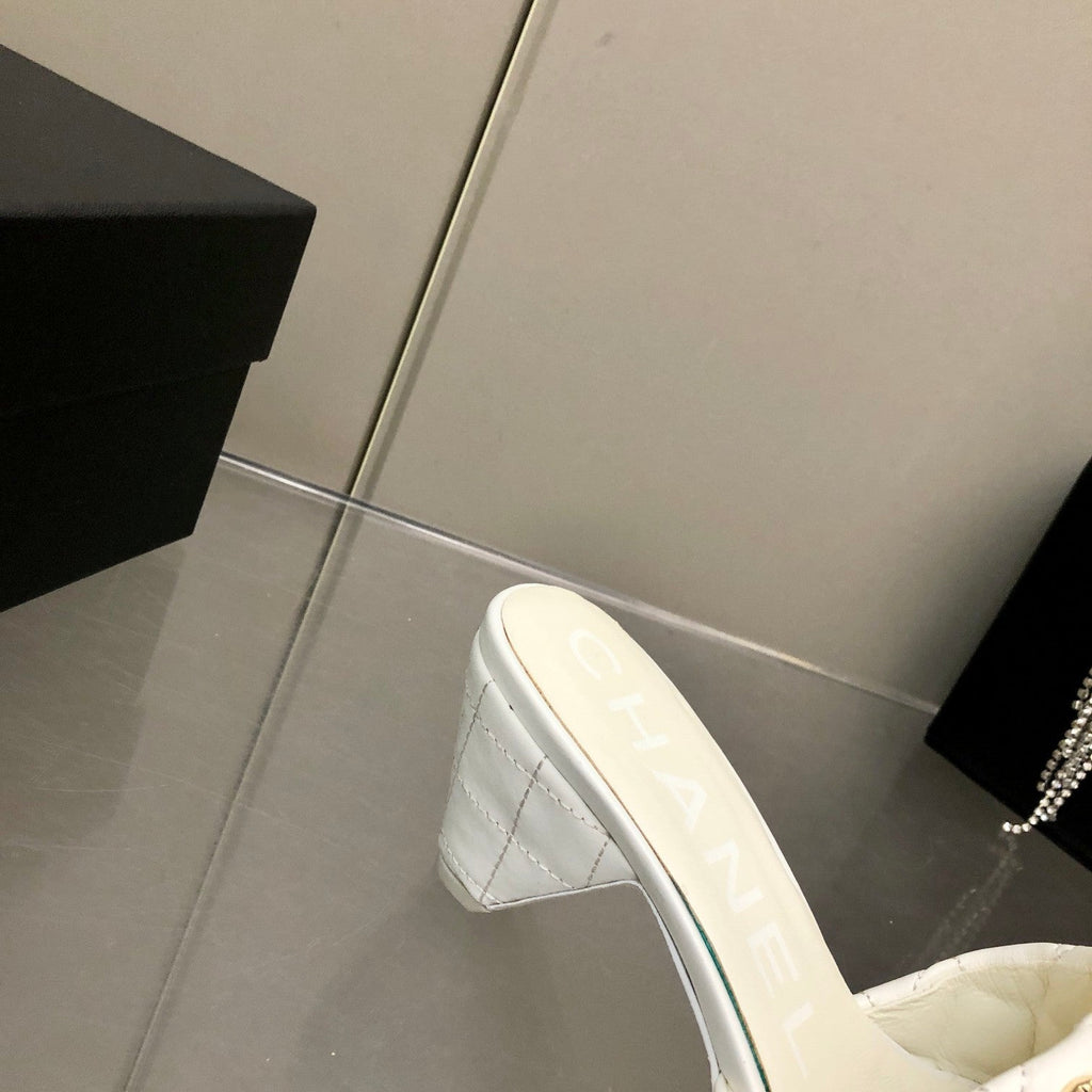 Chanel Mules White