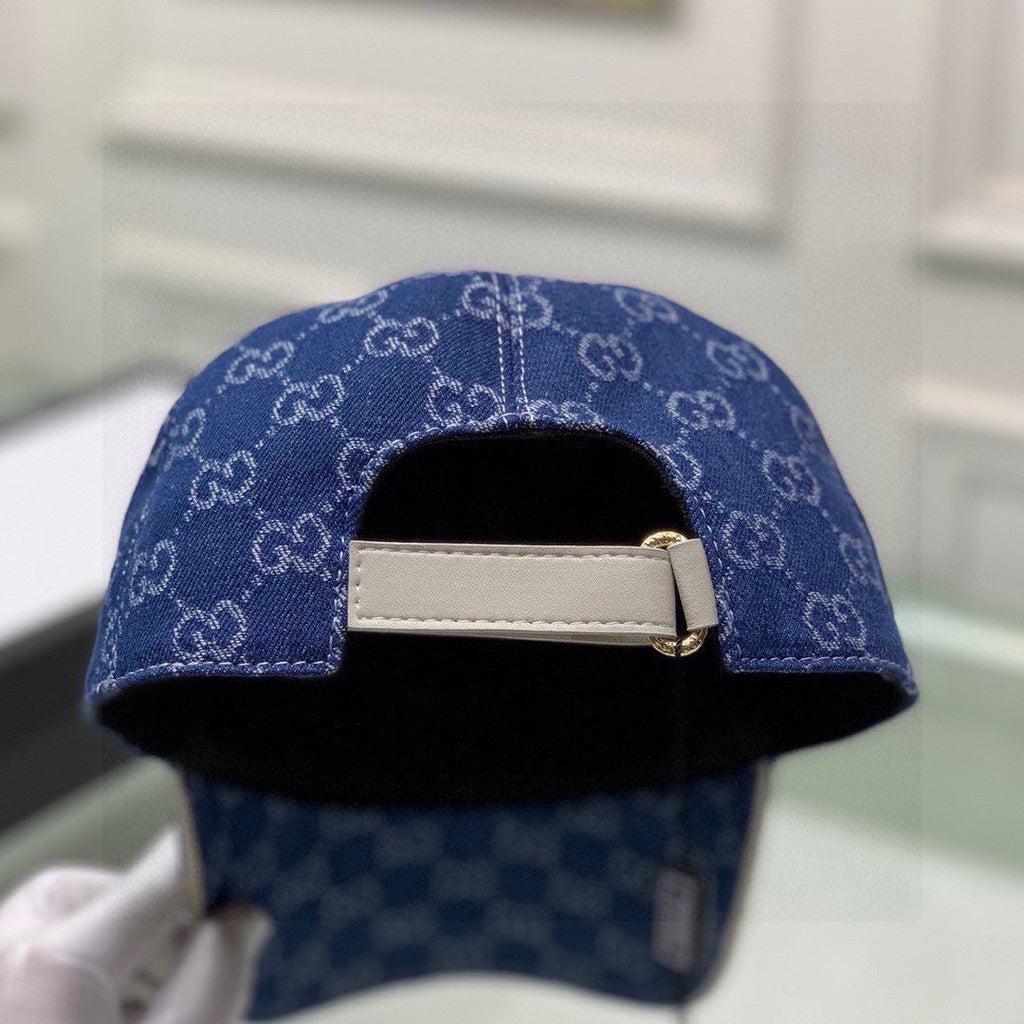 Gucci Canvas Baseball Cap with Web Blue
