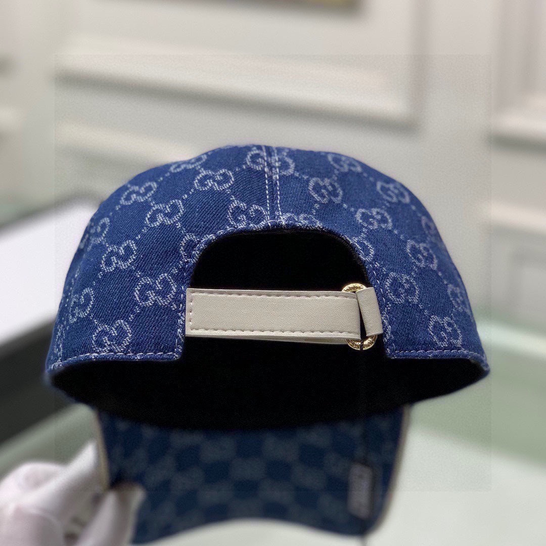 Gucci Canvas Baseball Cap with Web Blue