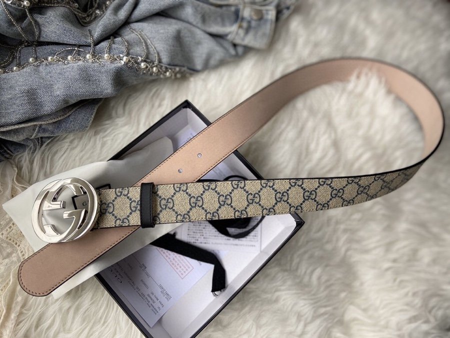 Gucci Belt With Double G Buckle Grey