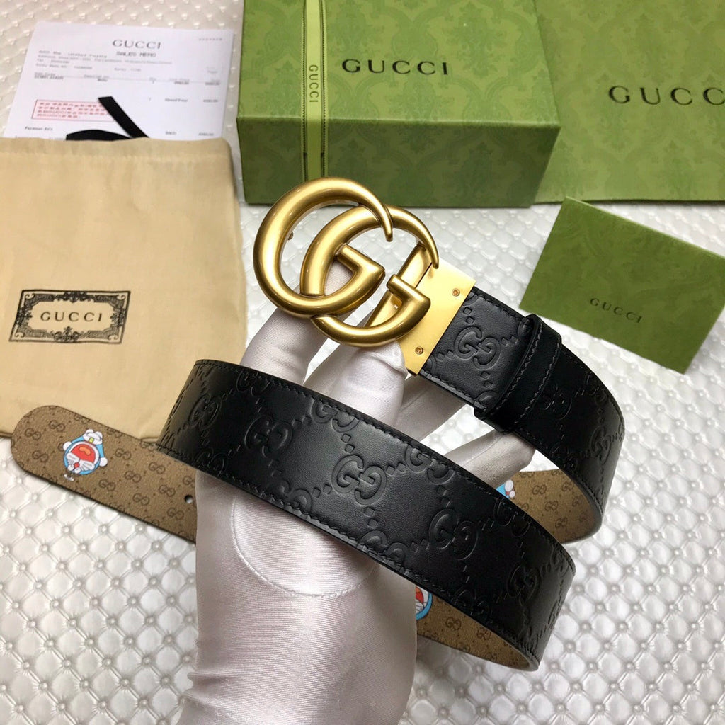 Gucci Belt With Double G Buckle Doreamon Black