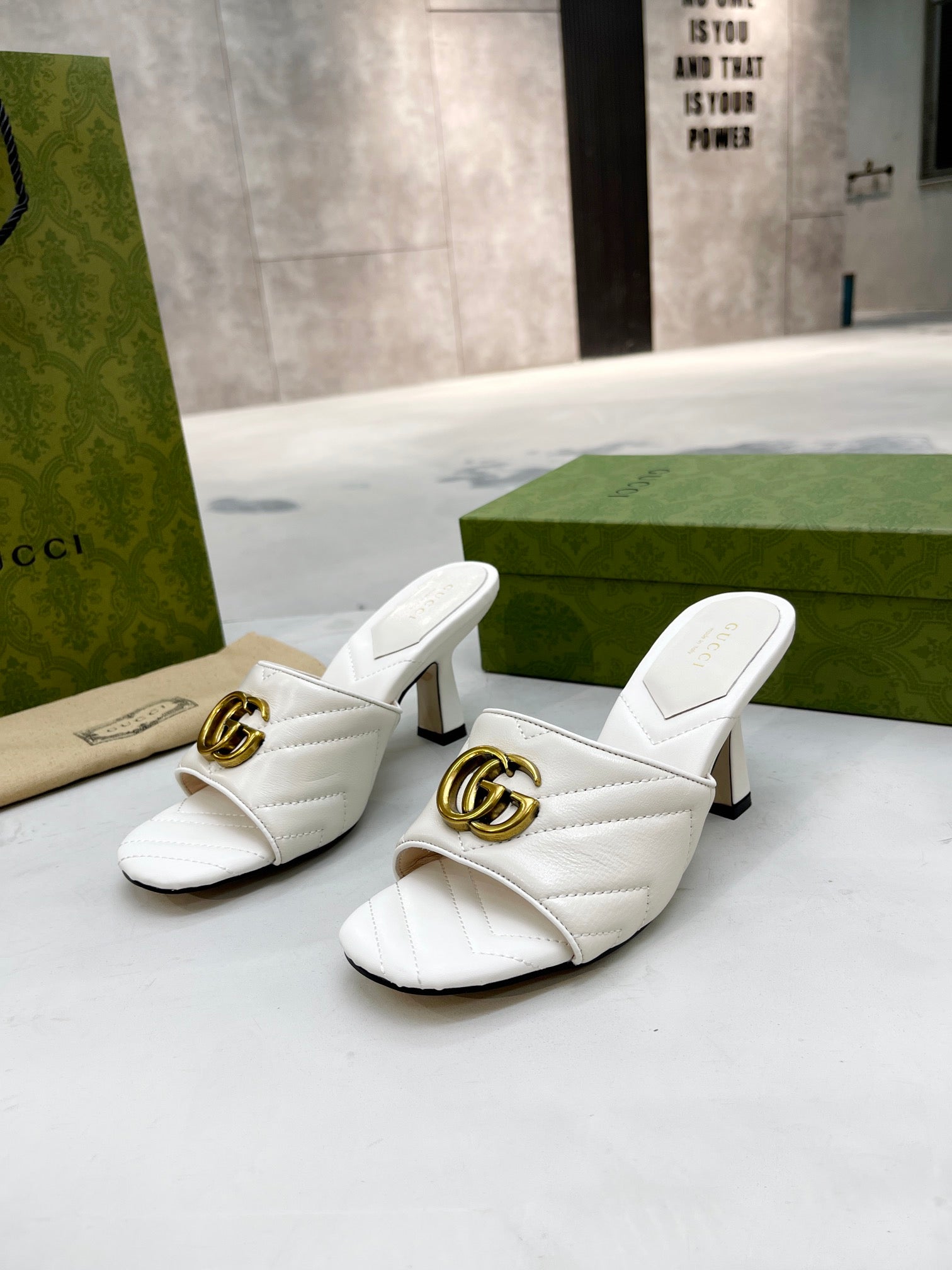 Gucci Double G Slide Sandal White