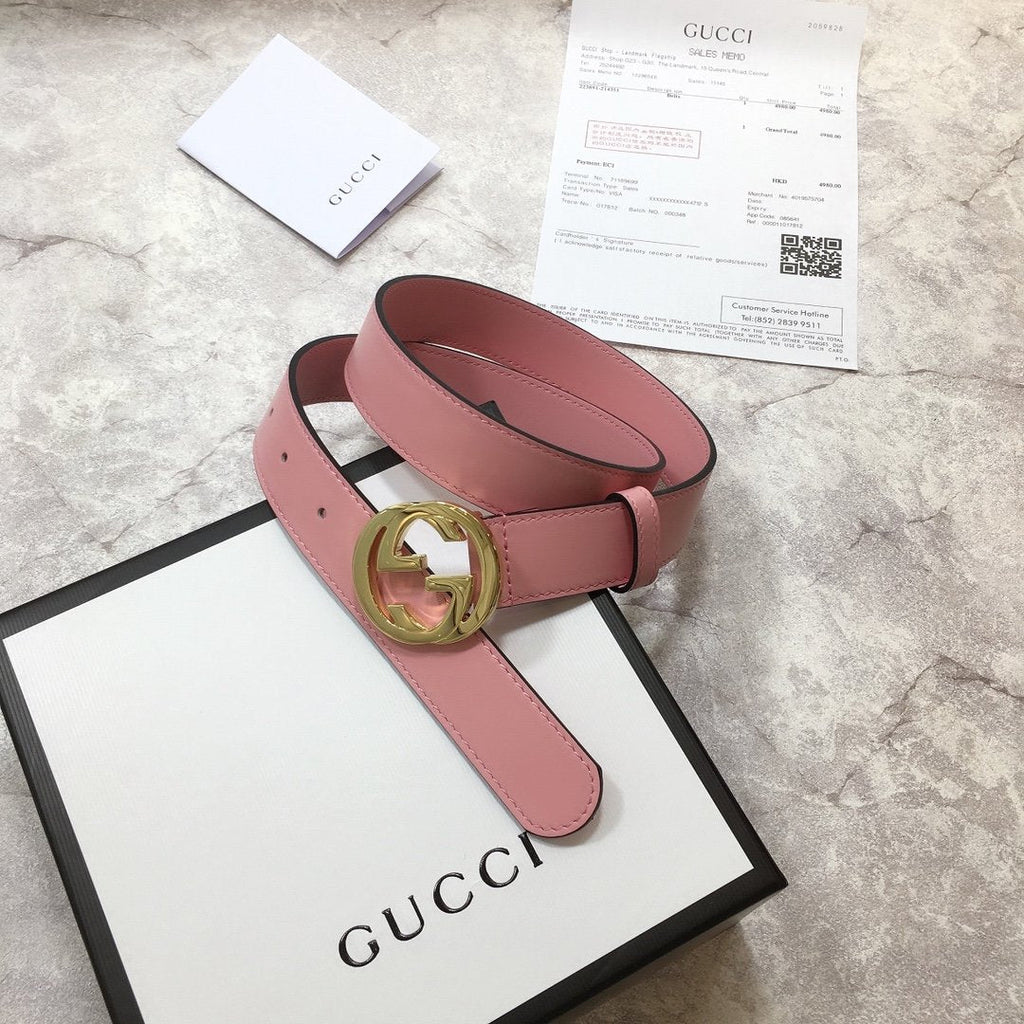 Gucci Belt With Double G Buckle Pink