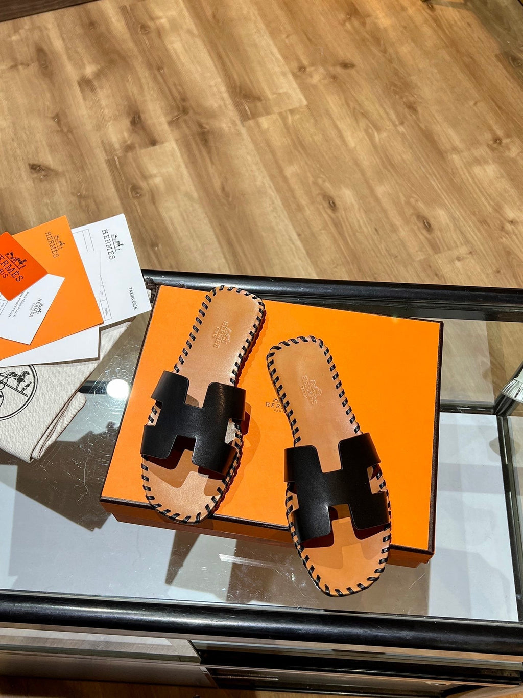 Hermes Oran Sandal Brown/Black