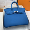 Hermes Birkin 25 Nata Swift Silver Hardware Blue