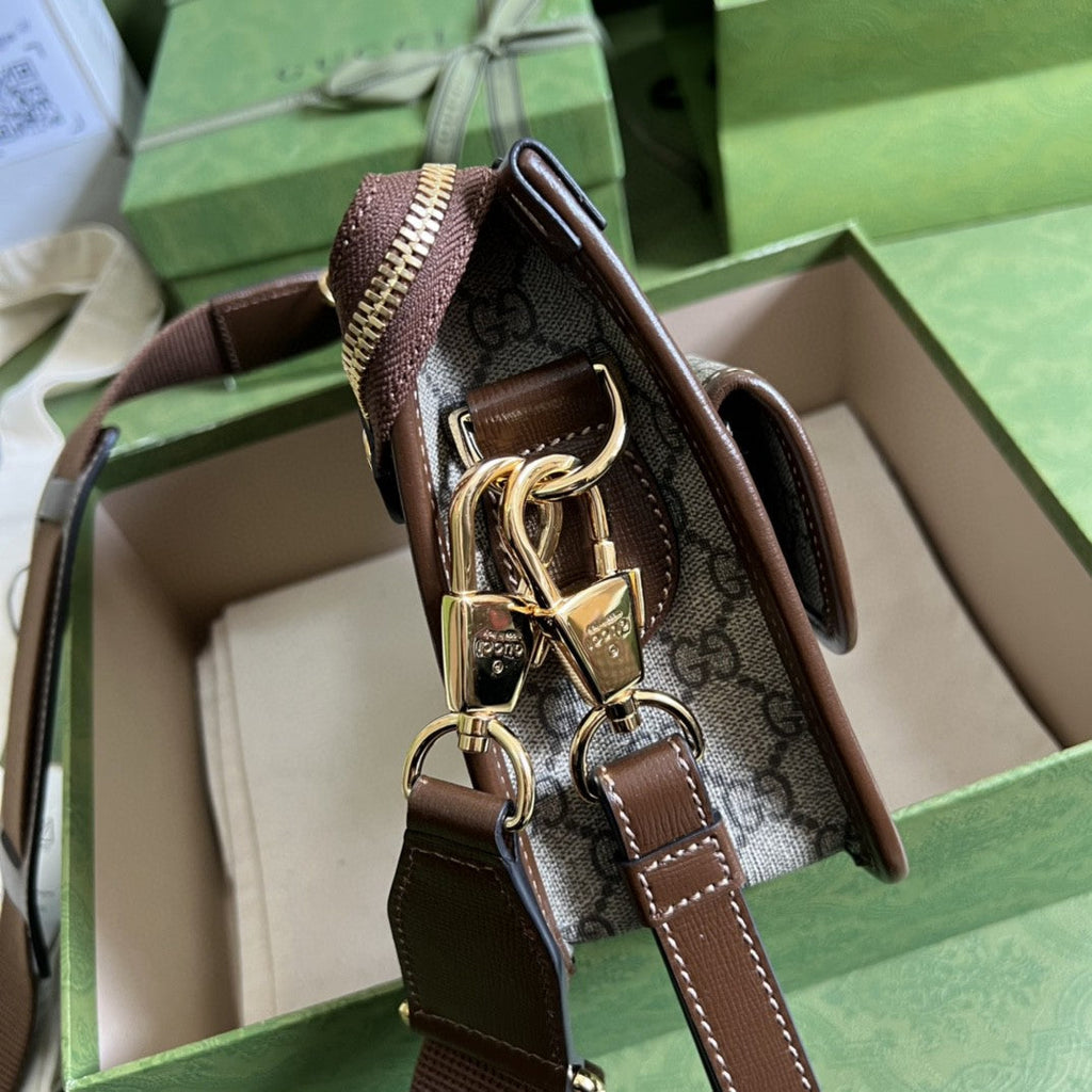 Gucci Messenger Bag With Interlocking G 21cm Brown