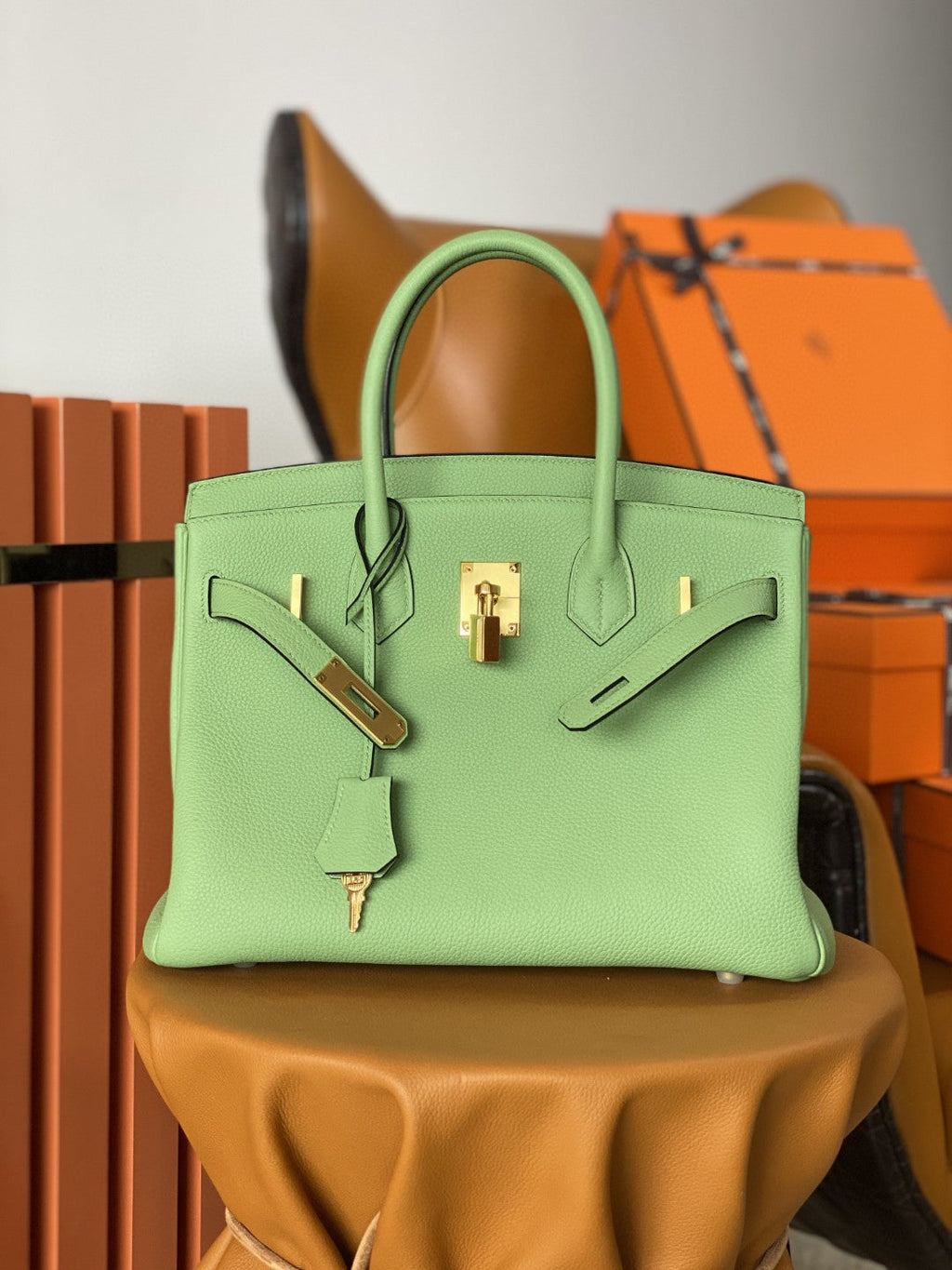Hermes Birkin 25 Nata Swift Gold Hardware Green