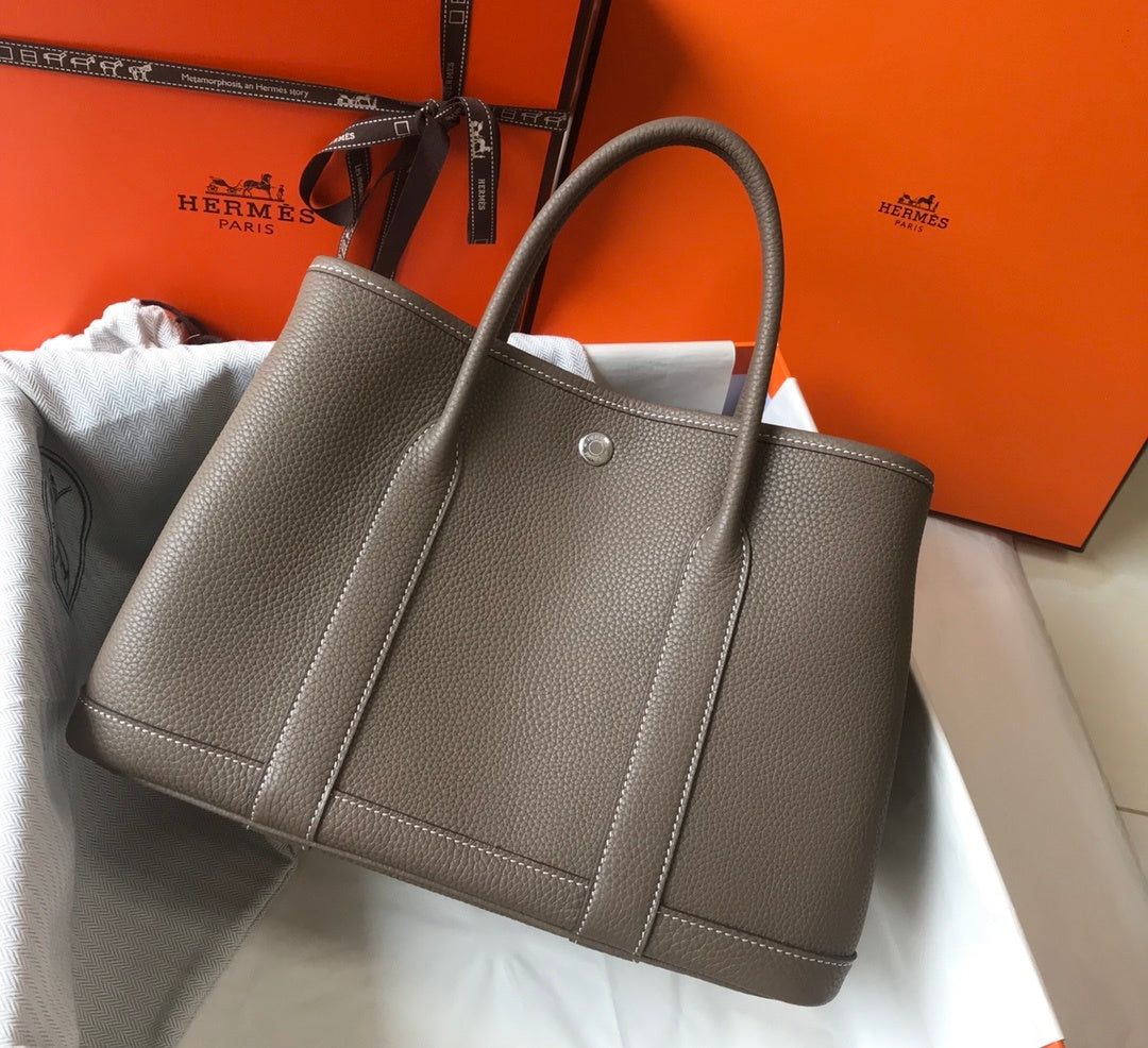 Hermes Garden Party 30cm Bag Dark Grey