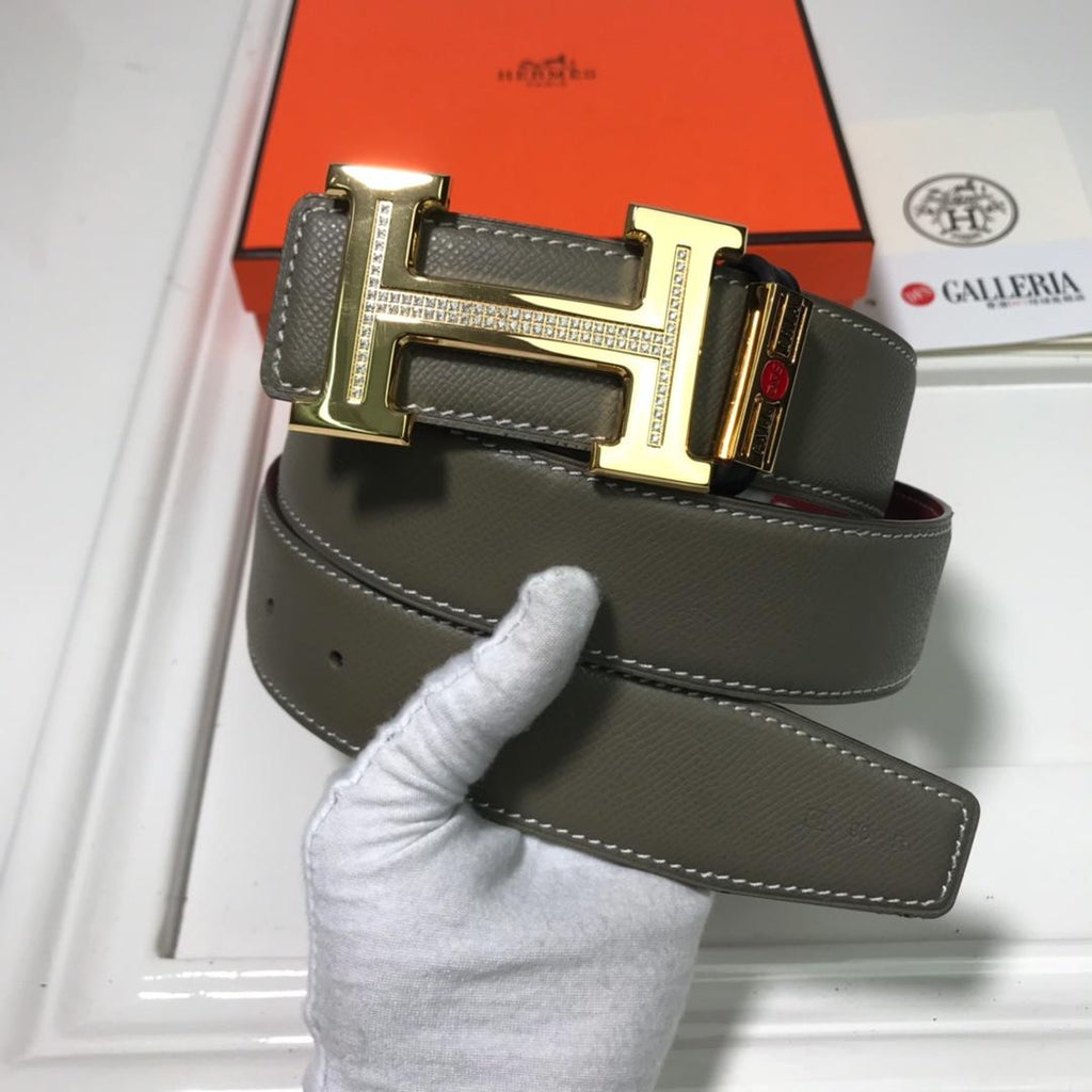 Hermes Focus Belt Buckle & Reversible Leather Strap Beige