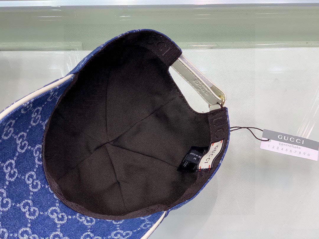 Gucci Canvas Baseball Cap with Web Blue