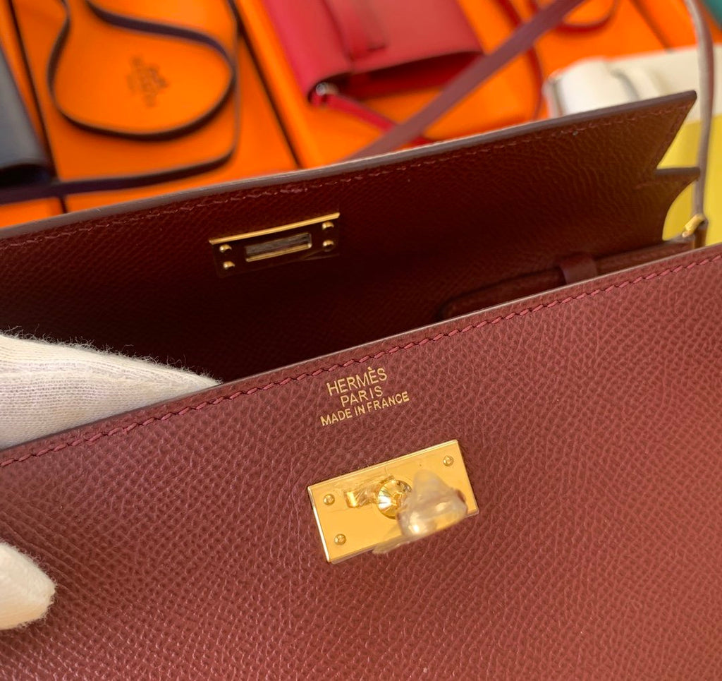 Hermes Kelly Togo Woc Crossbody Bag 21cm Red Wine