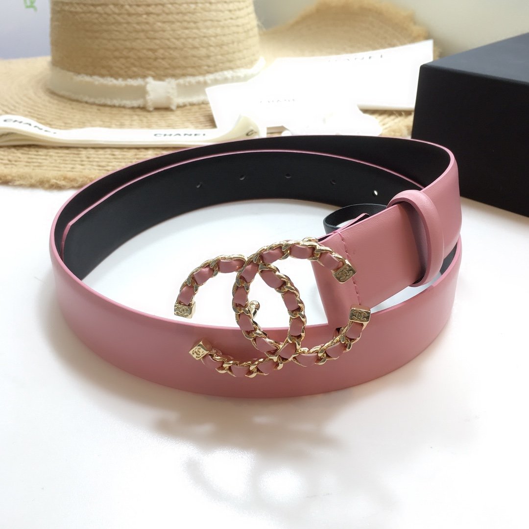 Chanel Belt With Double C Buckle Pink