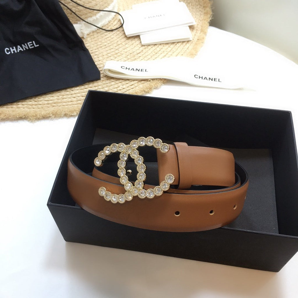 Chanel Belt With Beaded Buckle Brown