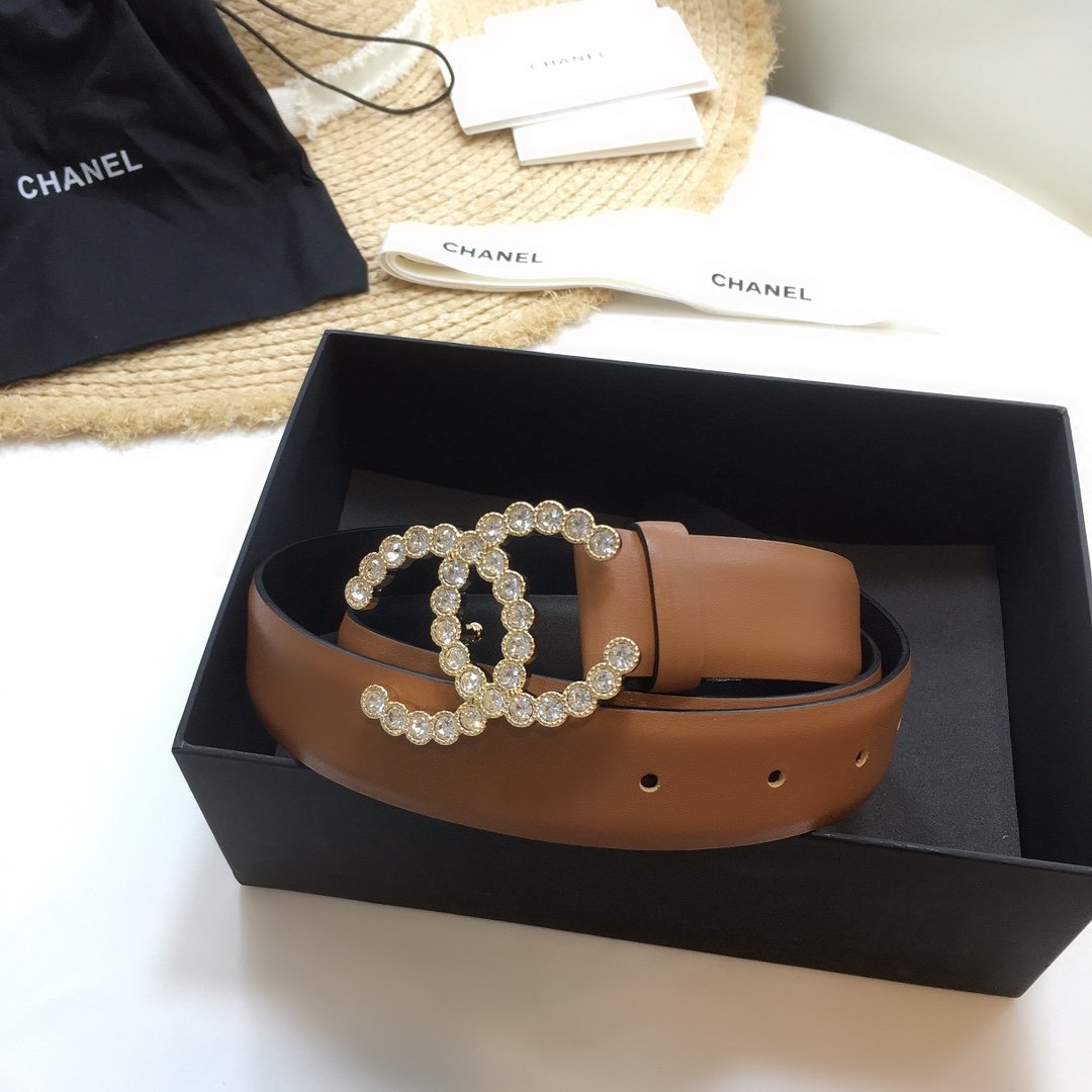 Chanel Belt With Beaded Buckle Brown