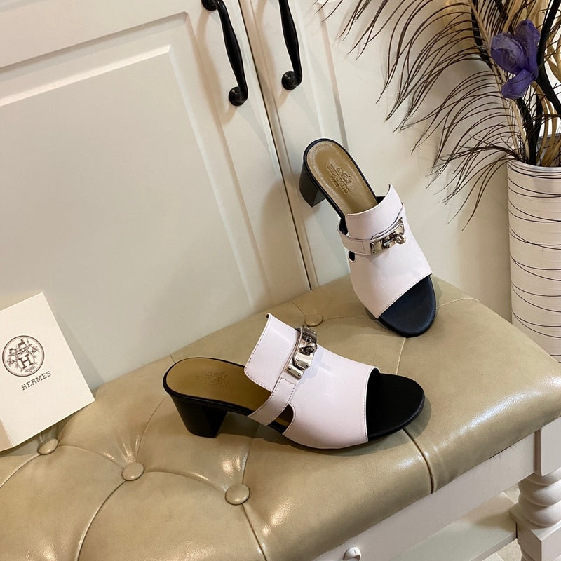 Hermes Blossom Mule White
