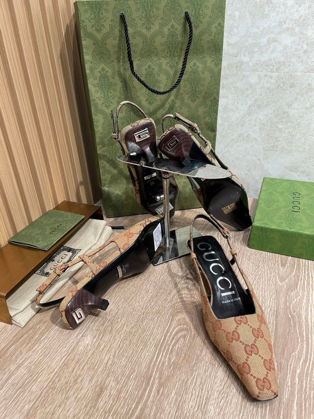 Gucci Slingback Pumps Brown