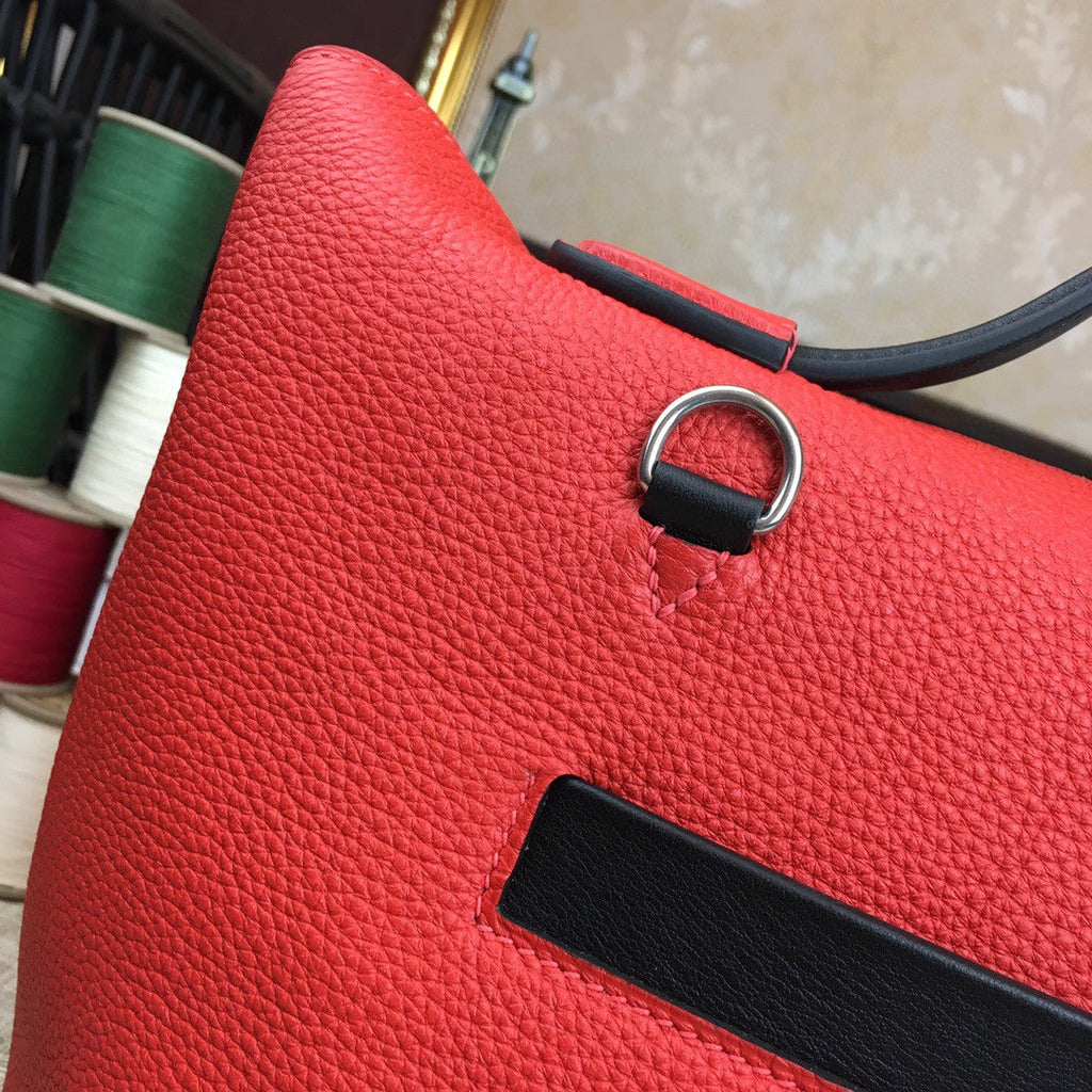 Hermes 24 24 29cm Noir Black Clémence Red