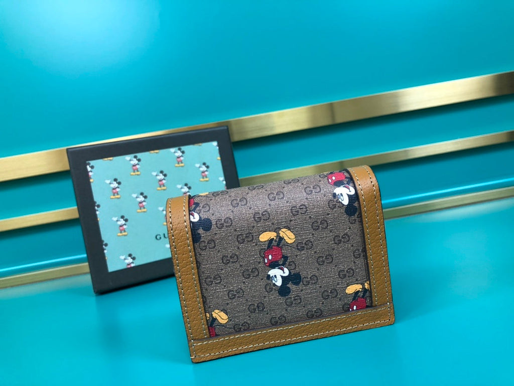 Gucci Disney Mickey Card Case Beige Wallet 11cm