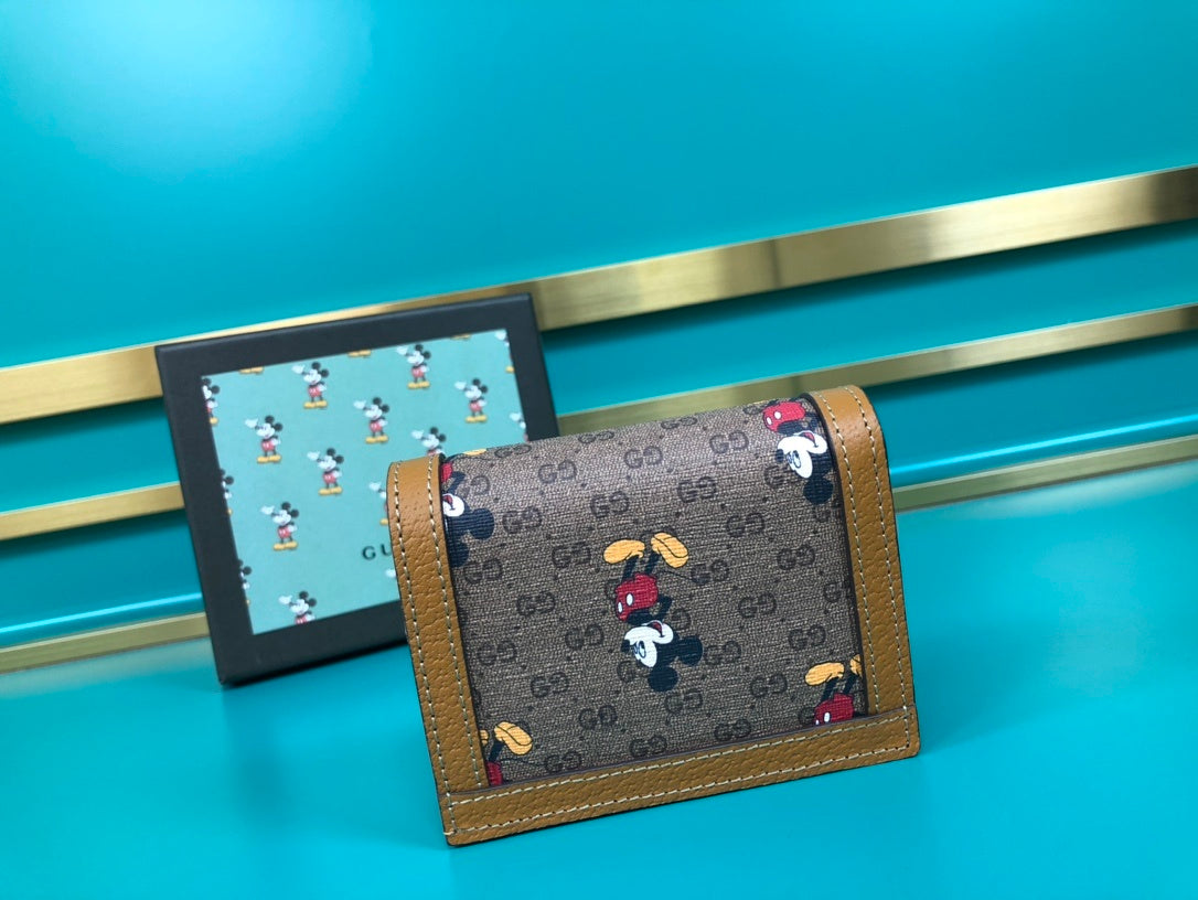 Gucci Disney Mickey Card Case Beige Wallet 11cm