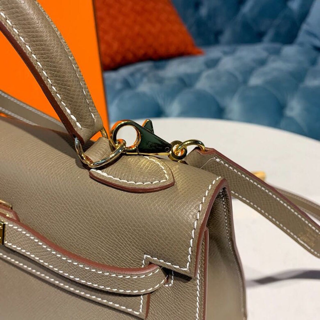 Hermes Kelly 25cm Epsom Bag Semi-Handstitched Gold Hardware, Etoupe