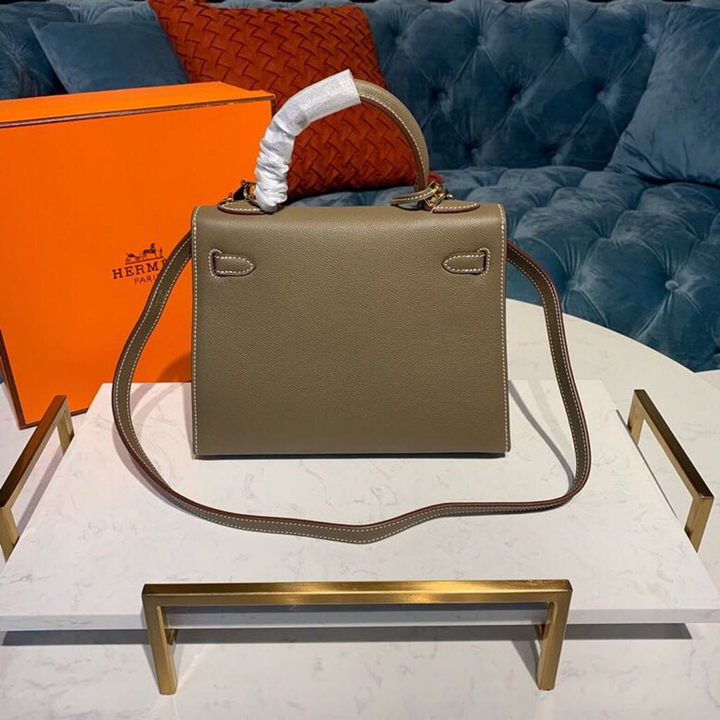 Hermes Kelly 25cm Epsom Bag Semi-Handstitched Gold Hardware, Etoupe