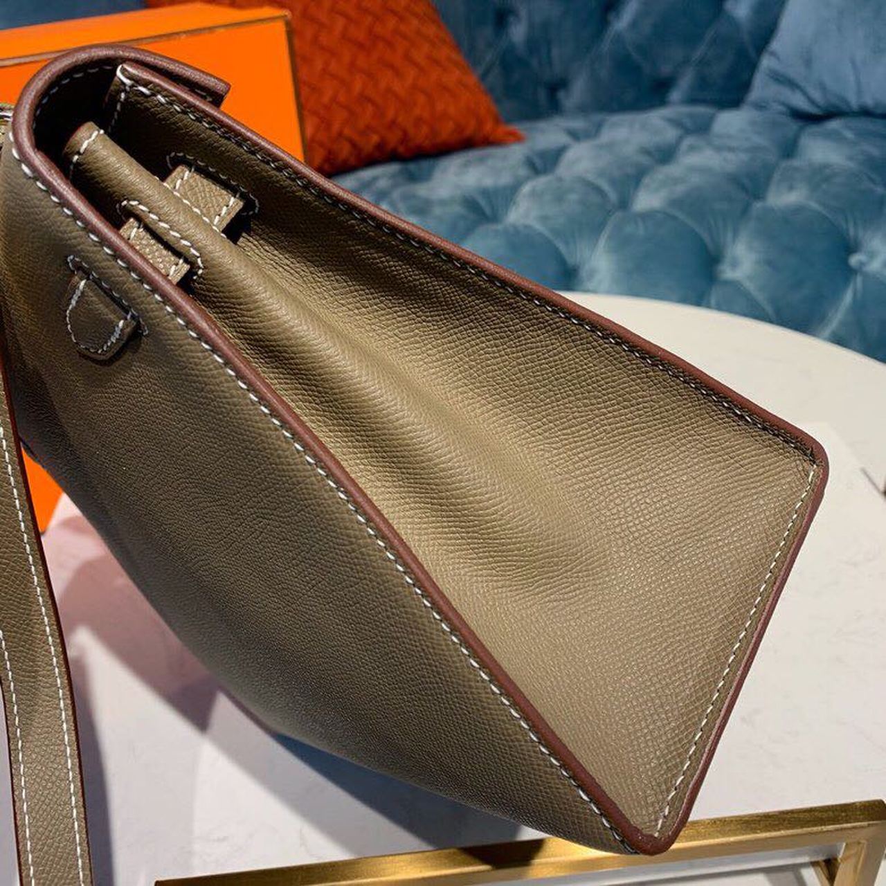Hermes Kelly 25cm Epsom Bag Semi-Handstitched Gold Hardware, Etoupe