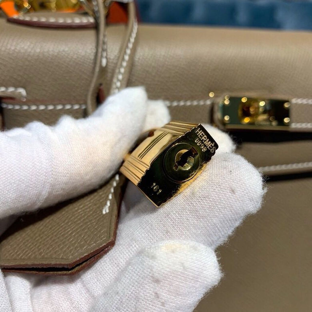 Hermes Kelly 25cm Epsom Bag Semi-Handstitched Gold Hardware, Etoupe