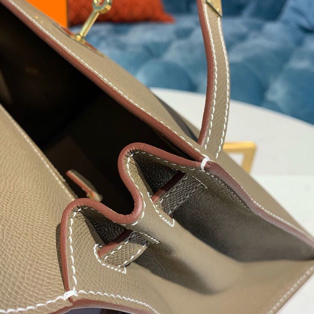 Hermes Kelly 25cm Epsom Bag Semi-Handstitched Gold Hardware, Etoupe
