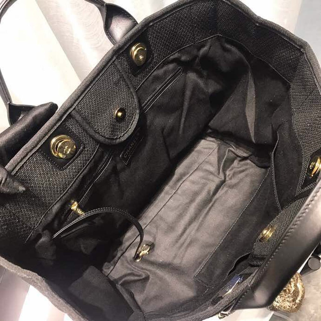 Chanel Deauville Tote 38cm Canvas Bag Spring/Summer Collection Black/Grey/Multi