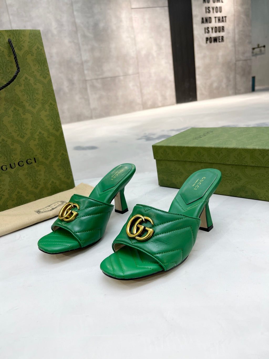 Gucci Double G Slide Sandal Green