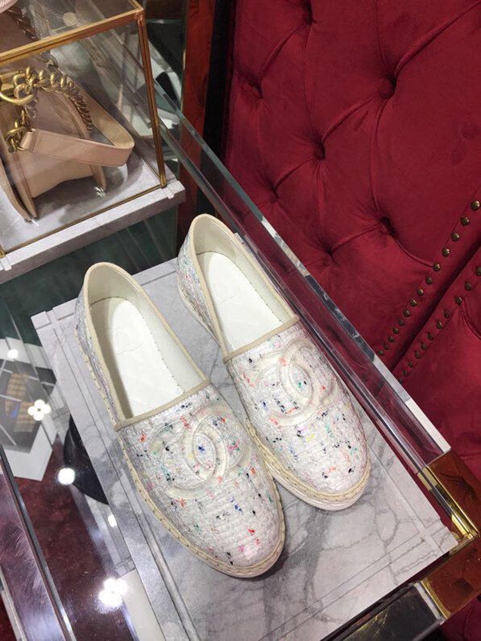 Chanel Tweed/PVC CC Logo Espadrilles Spring/Summer Act 2 Collection White