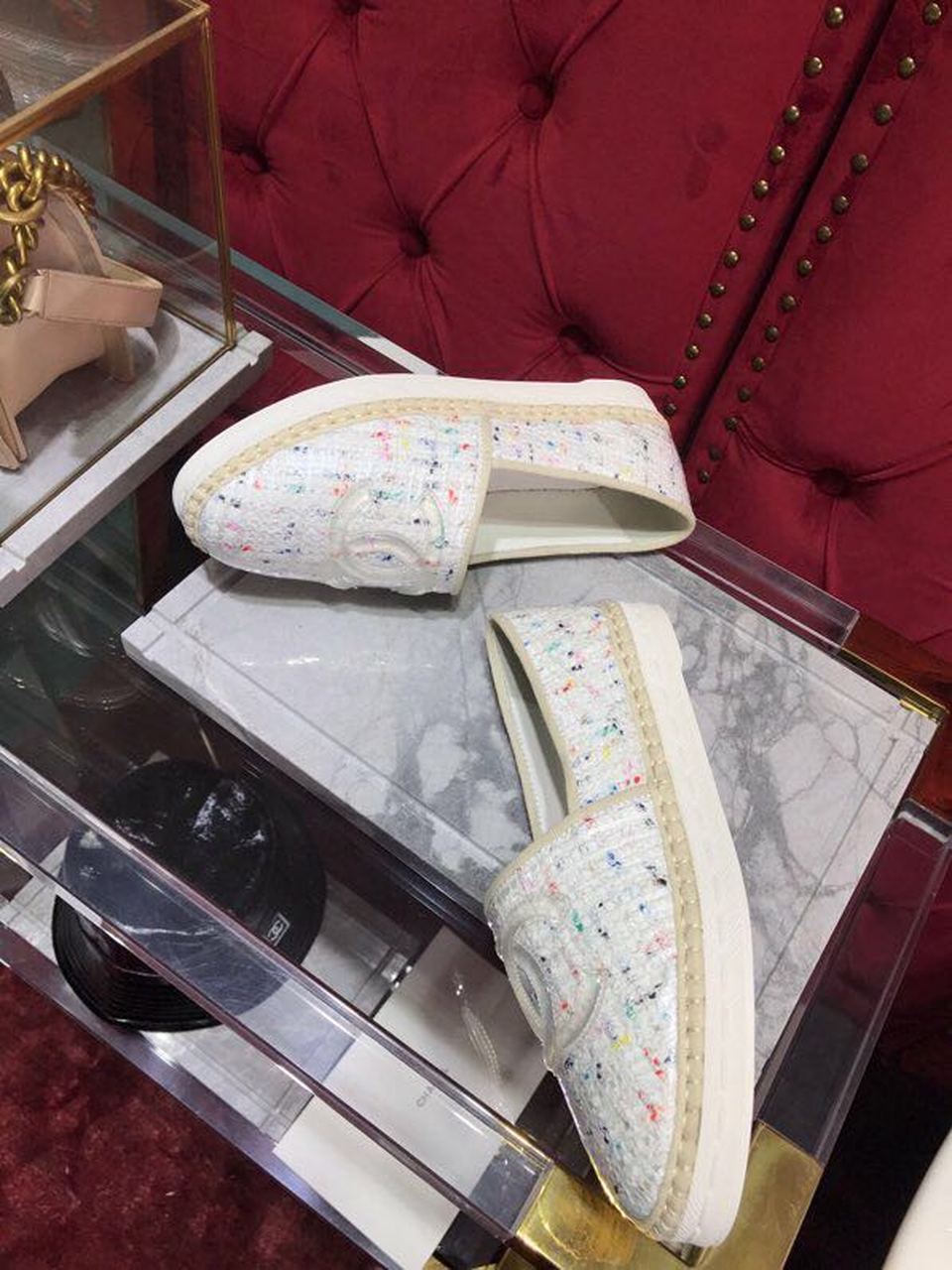 Chanel Tweed/PVC CC Logo Espadrilles Spring/Summer Act 2 Collection White