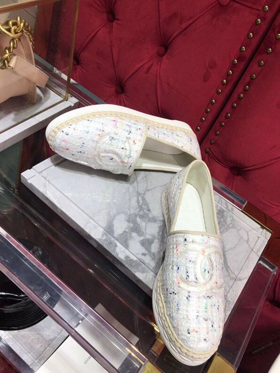Chanel Tweed/PVC CC Logo Espadrilles Spring/Summer Act 2 Collection White