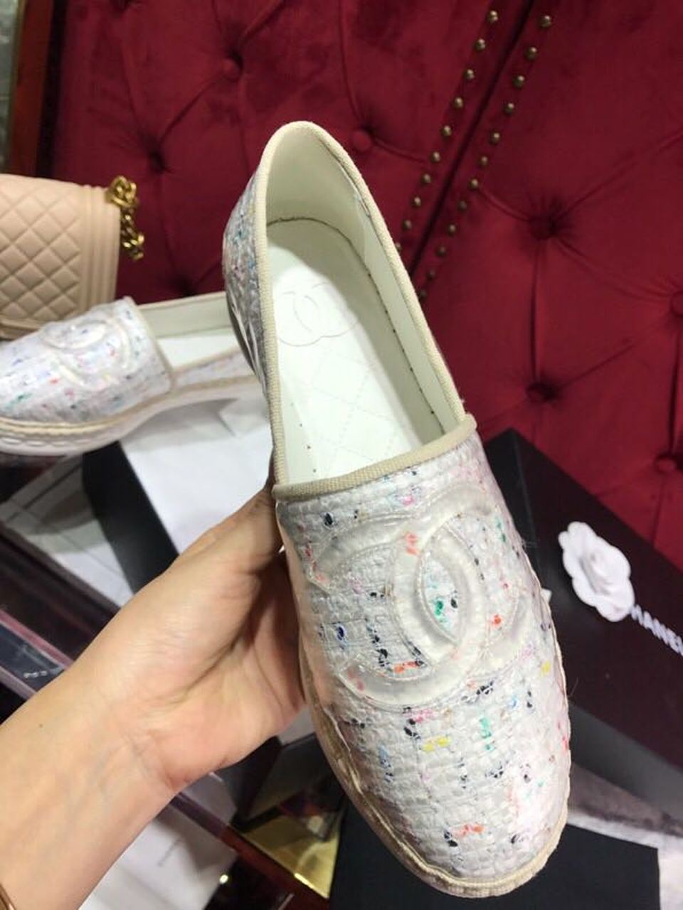 Chanel Tweed/PVC CC Logo Espadrilles Spring/Summer Act 2 Collection White