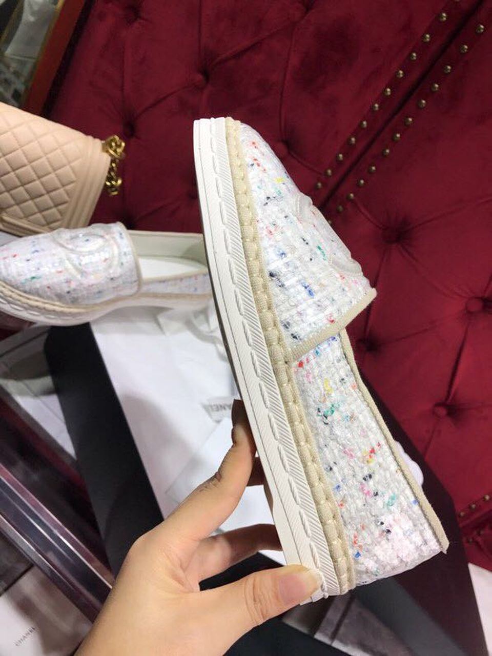 Chanel Tweed/PVC CC Logo Espadrilles Spring/Summer Act 2 Collection White