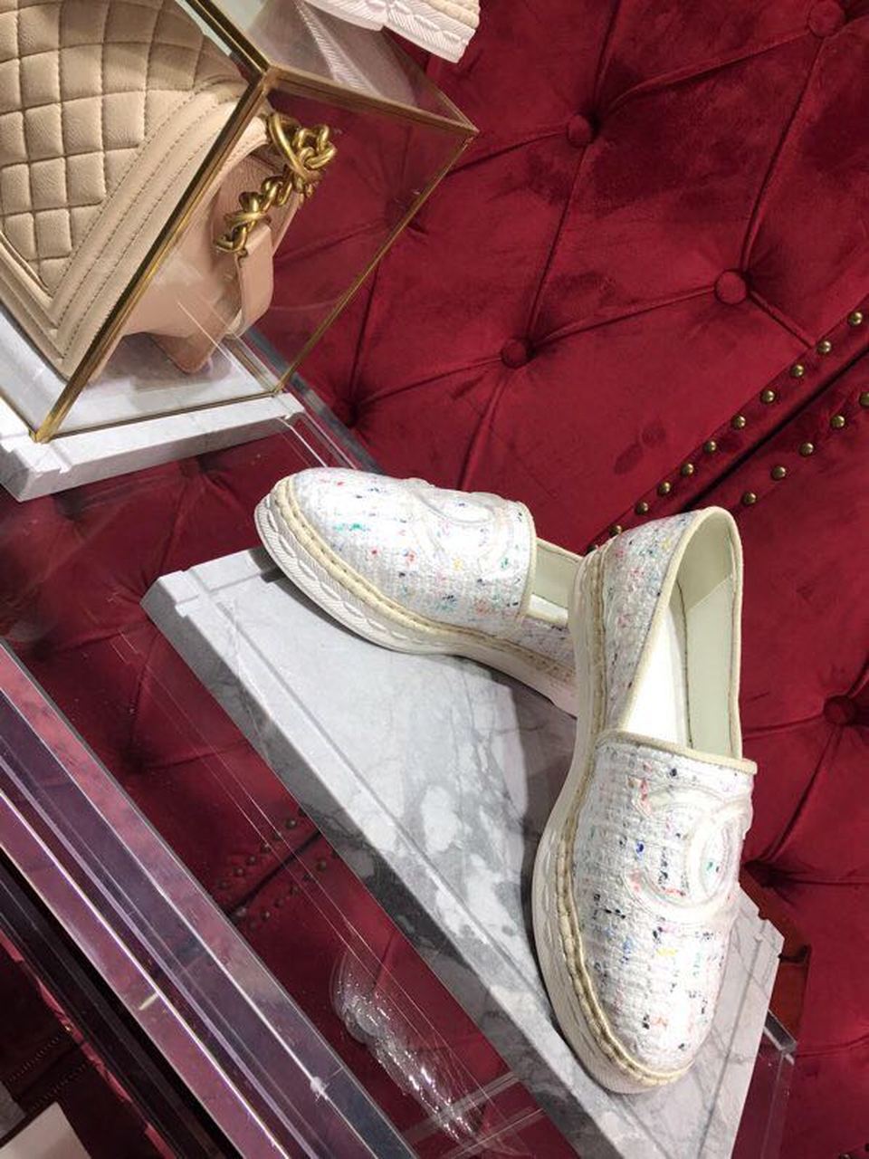 Chanel Tweed/PVC CC Logo Espadrilles Spring/Summer Act 2 Collection White