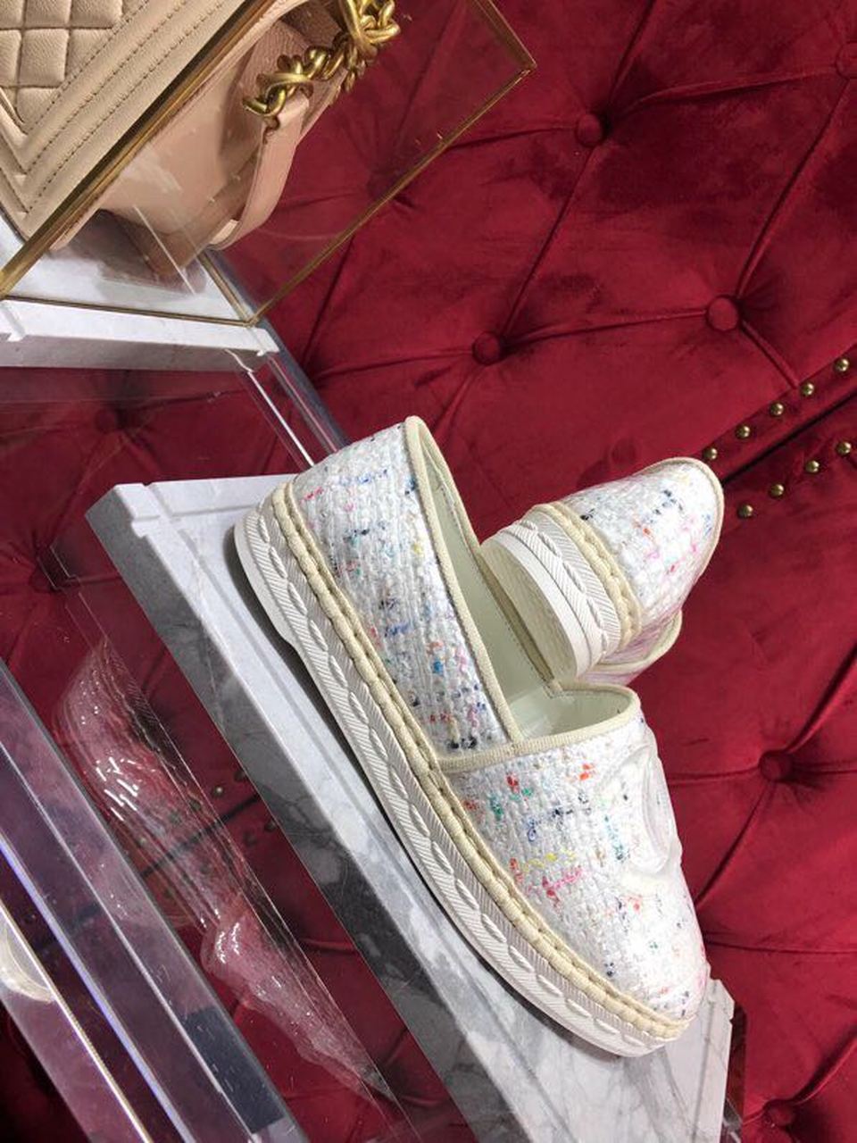Chanel Tweed/PVC CC Logo Espadrilles Spring/Summer Act 2 Collection White