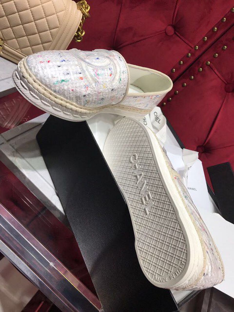 Chanel Tweed/PVC CC Logo Espadrilles Spring/Summer Act 2 Collection White