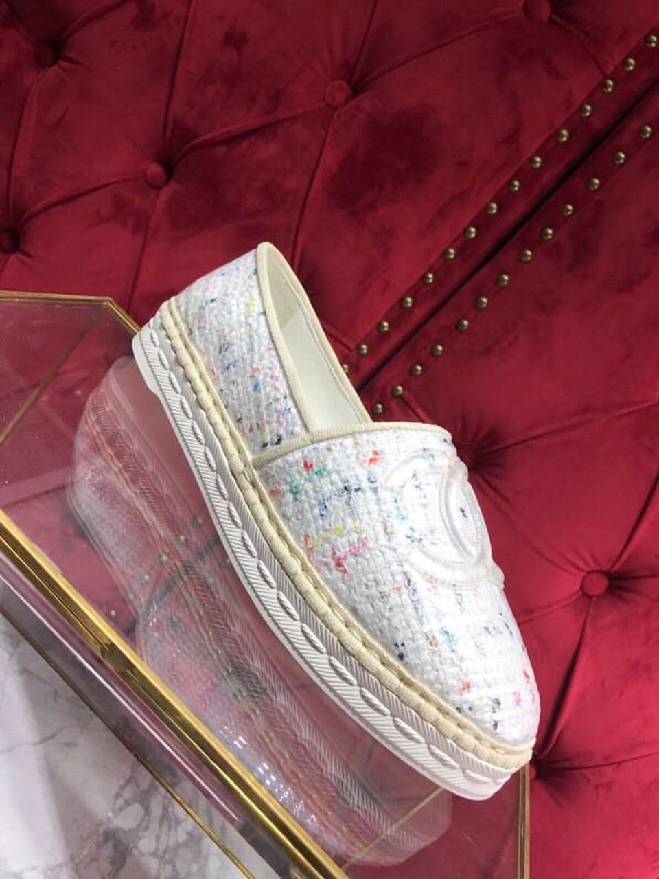 Chanel Tweed/PVC CC Logo Espadrilles Spring/Summer Act 2 Collection White