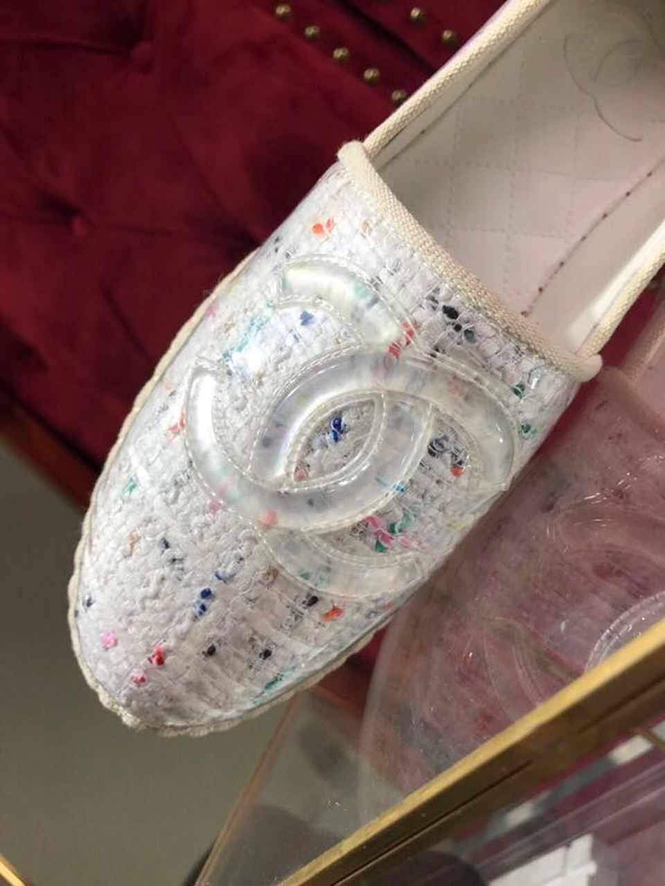 Chanel Tweed/PVC CC Logo Espadrilles Spring/Summer Act 2 Collection White