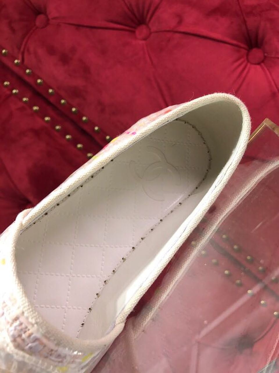Chanel Tweed/PVC CC Logo Espadrilles Spring/Summer Act 2 Collection Pink Sherbert