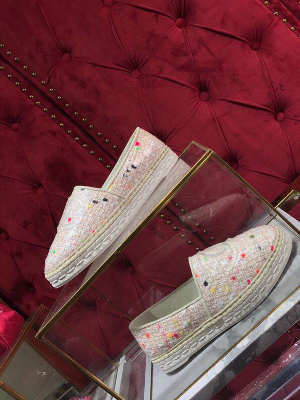 Chanel Tweed/PVC CC Logo Espadrilles Spring/Summer Act 2 Collection Pink Sherbert