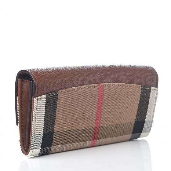 Porter House Check And Leather Continental Wallet Brown