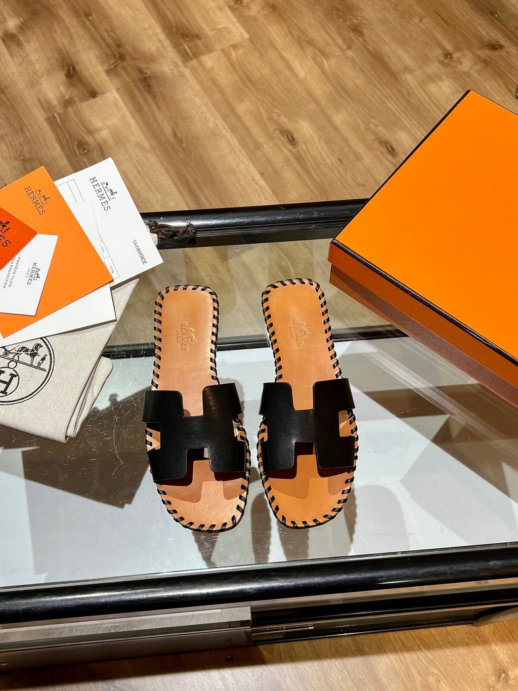 Hermes Oran Sandal Brown/Black