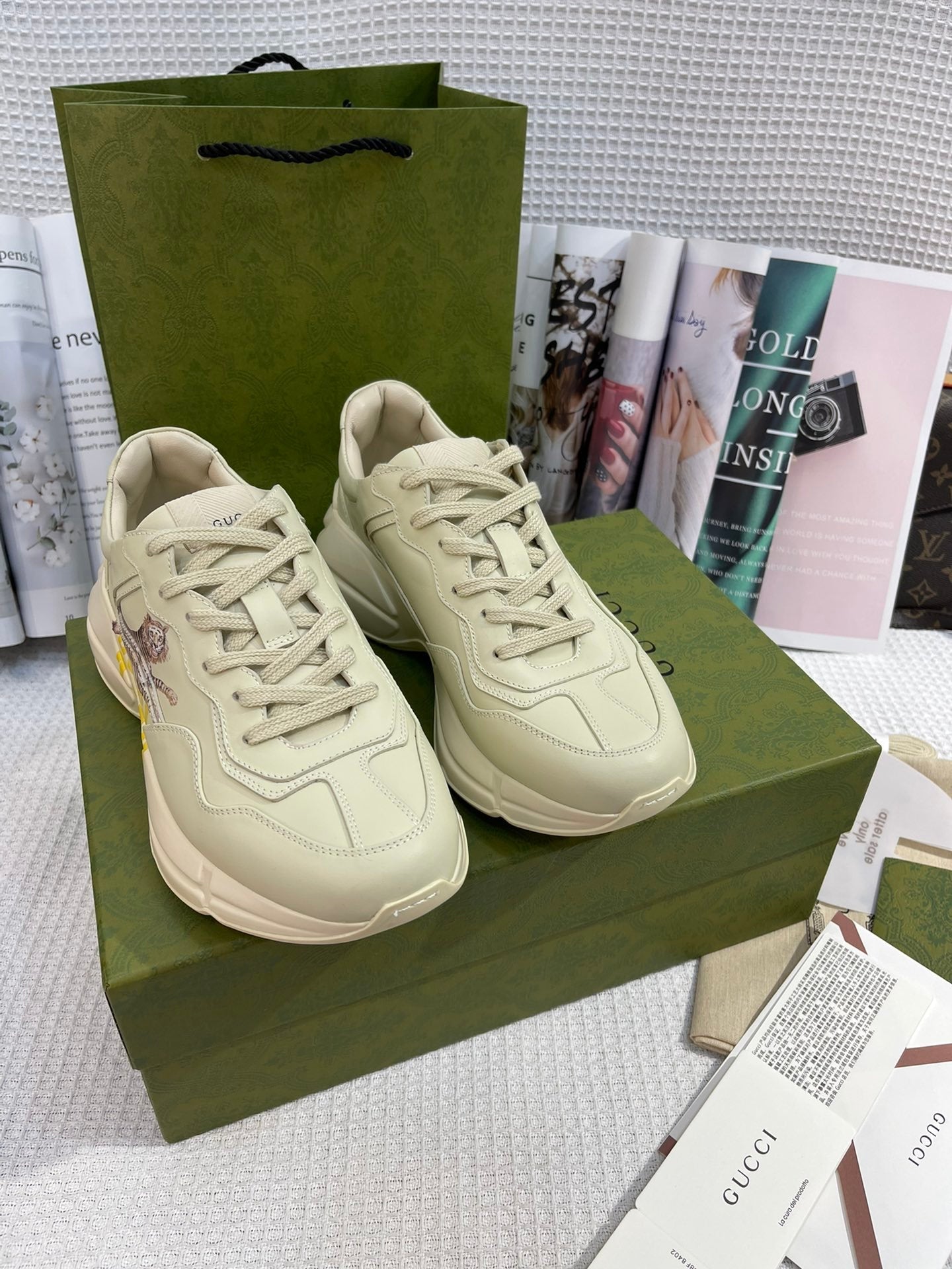 Gucci Tiger Women’s Rhyton Sneaker Beige
