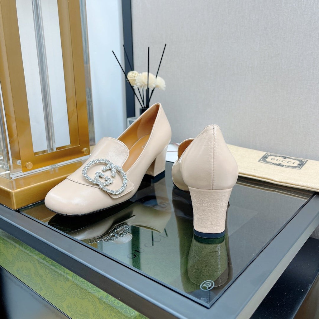 Gucci Mid-heel Pump With Horsebit Beige