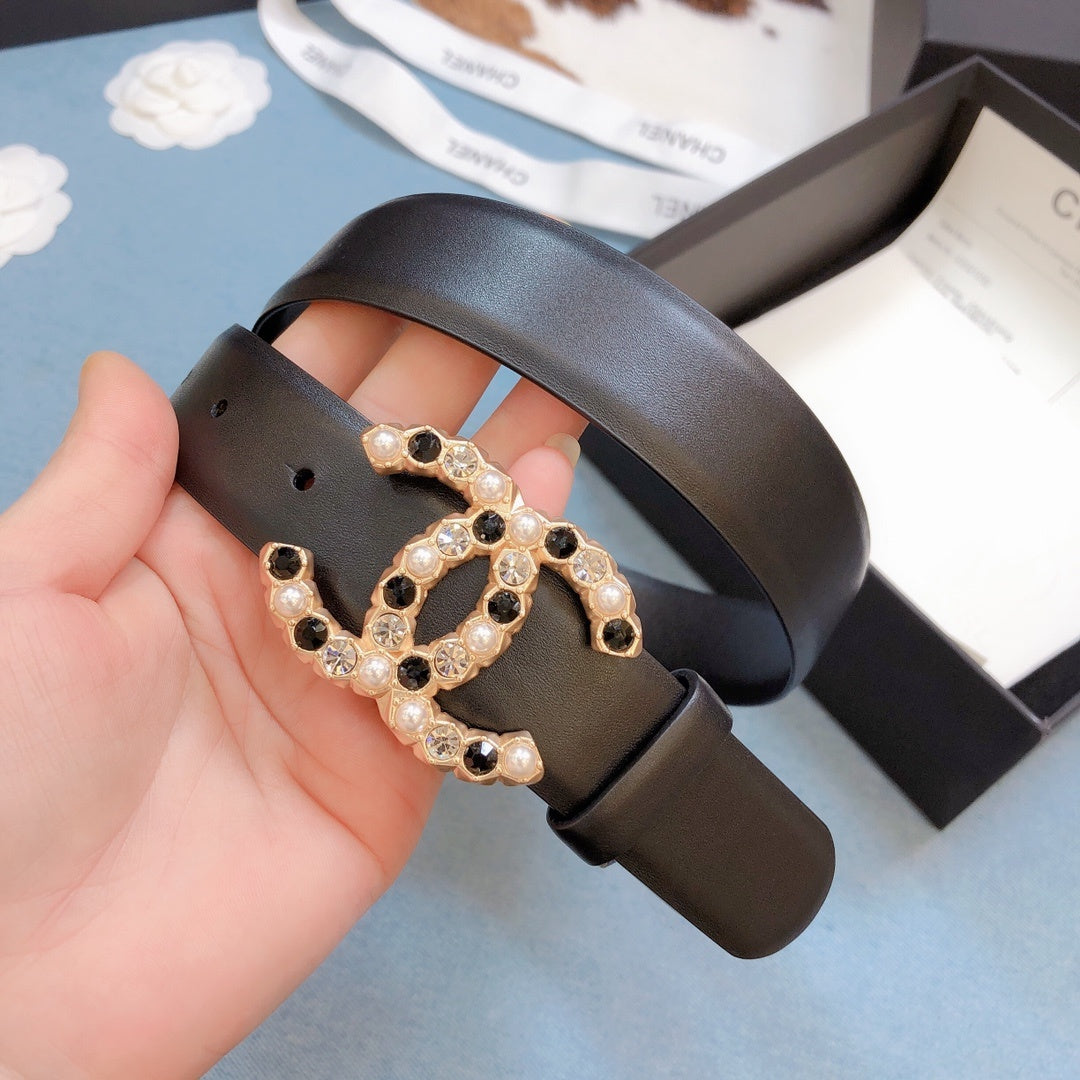Chanel Belt With Beaded Buckle Brown
